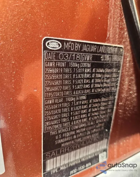 2018 Land Rover Discovery Hse from USA, damaged, VIN SALRR2RV4JA063744